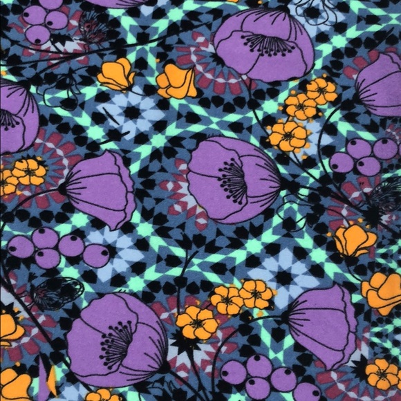 Lularoe TC Leggings Purple Floral Flowers - Picture 2 of 3